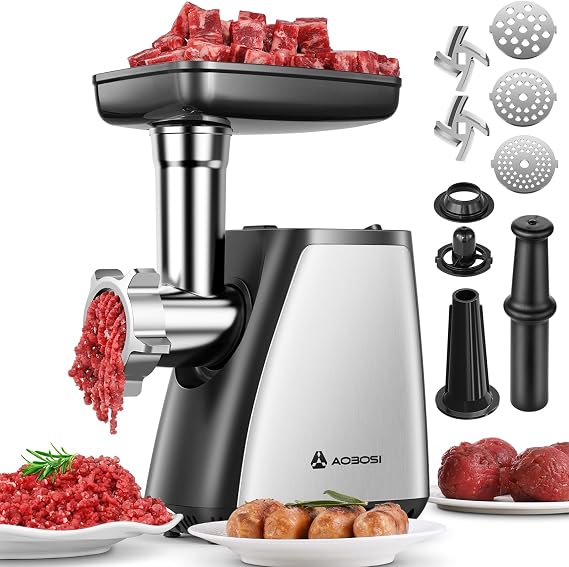 Meat Grinder Electric, 2800W Mincer Sausage Stuffer, Kubbe, Stainless Steel