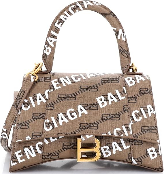 Pre-Loved Hourglass Top Handle Bag Monogram Coated Canvas Small, Brown