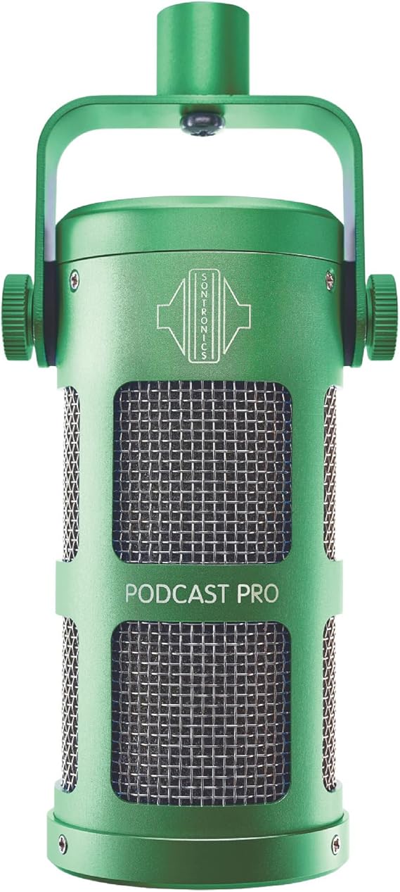 Sontronics PODCAST PRO yeşil dinamik mikrofon, podcast, yayın, akış ve video konferans için