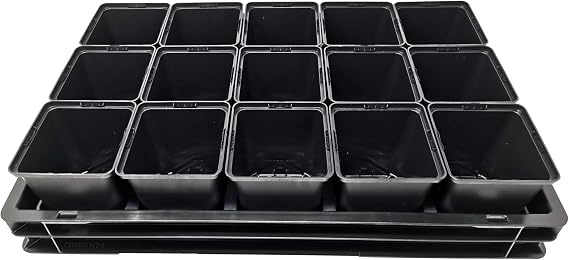 GREEN24 Gärtner PRO KGT-15 Tub Set with Tub Watering Capillary Mat Grid Panel and 15 Pots 11 x 11 x 12 cm