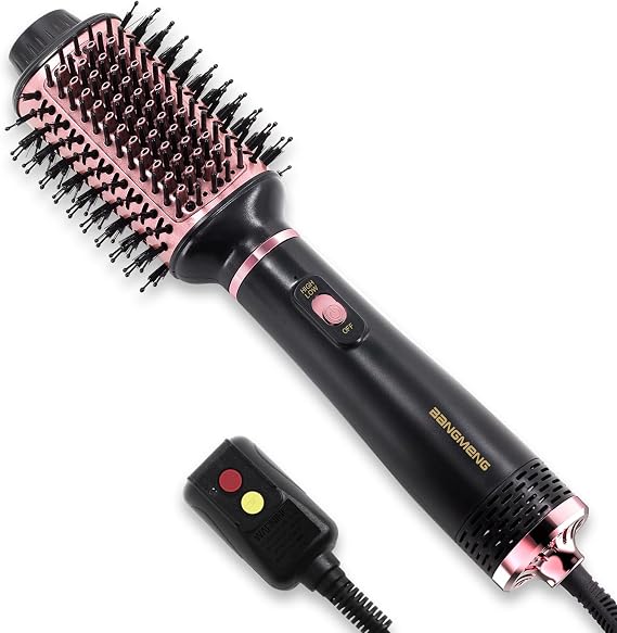 BANGMENG Blow Dryer Brush, 4 in 1 Hair Dryer Styler for Medium Long Hair, 2.5 Inch Oval Ceramic Barrel One Step Hot Air Brush for Blow Drying Straightening Volumizing, Less Frizz, More Shine