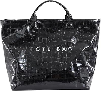 PVC Tote Bag for Women Designer Kraft Paper Large Plastic Tote Bags with Handles Trendy Letter Print Beach Bag