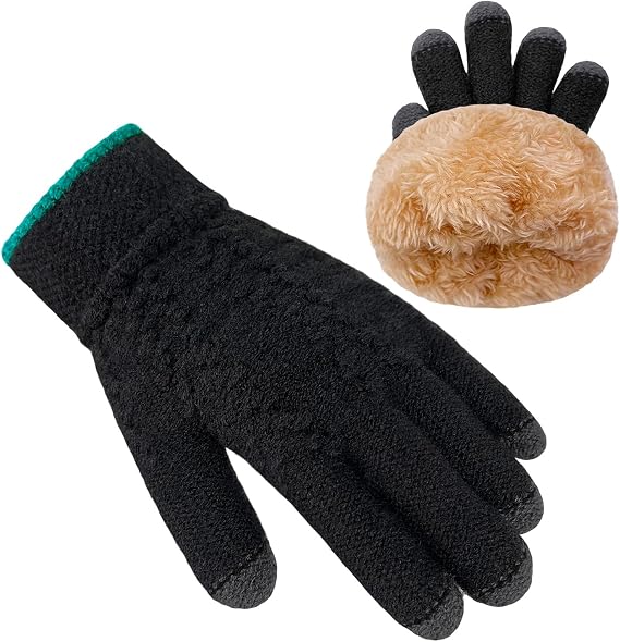 Kids Winter Gloves Boys Girls Children Fleece Knitted Warm Gloves Thermal Snow Mittens for Cold Weather 3-8 Years