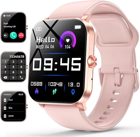 Smart Watch, 1.85" Smartwatch for Men Women (Answer/Make Call), Heart Rate, Sleep Monitor, Pedometer, Spo2, Activity Tracker, IP68 Waterproof Fitness Watch for Android iOS (Rose Gold)