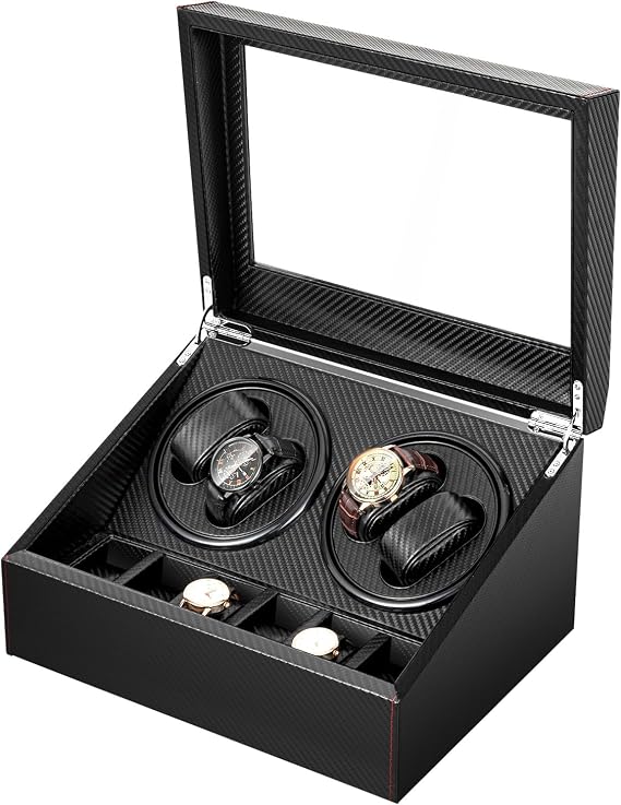 Watch Winder for Automatic Watches,4+6 Watch Winder Case Automatic Rotation Watch Storage Display Box Gifts for Man/Woman's Watches