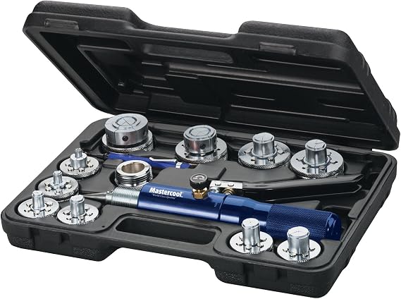 Mastercool 71650-A Hydra-Swage Hydraulic Tube Expander Kit 10 Head HVAC Expanding Tool Large Diameter Coverage Reamer & Case Included