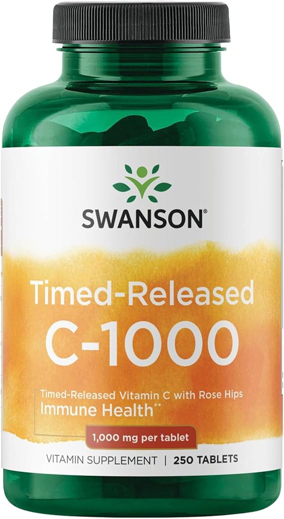 Swanson Timed-Release Vitamin C with Rose Hips 1000 mg, 250 Tablets, 1 Pack