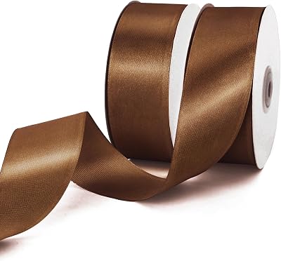 100 Yards 1 12 Inch Chocolate Brown Ribbon for Gift Warpping Single Face Polyester Solid Craft Fabric Ribbon for Handmade Roses Floral Bouquets Wedding Party Decoration