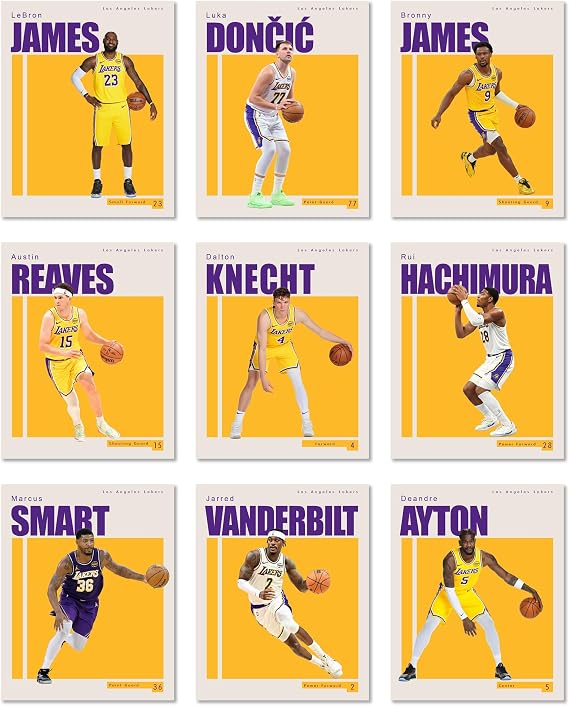 BigWig Prints Lakers Basketball Posters, LeBron James, Set of 10, 8x10 in