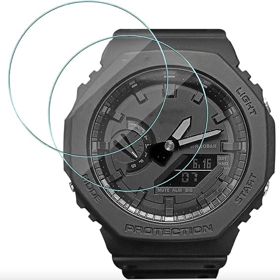 2 Pack | Scratch Resistant Tempered Glass Screen Protector Compatible with Casio G-Shock GA-2100 / GA-B2100