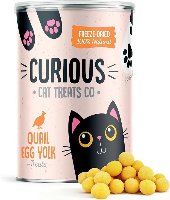 200g Natual Quail Egg Yolk Freeze-Dried Cat Treats Toppers, Fresh Quail Egg Yolk Dog Treats Freeze Dried to Protect Nutrition and Rich Protein, Easy Digestion for Cats and Dogs (200g Tube)
