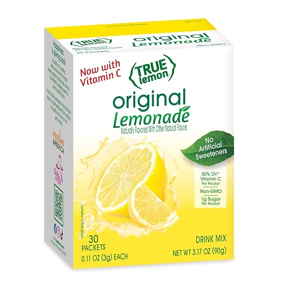 True Lemon Original Lemonade Powdered Drink Mix Packets, 30 ct