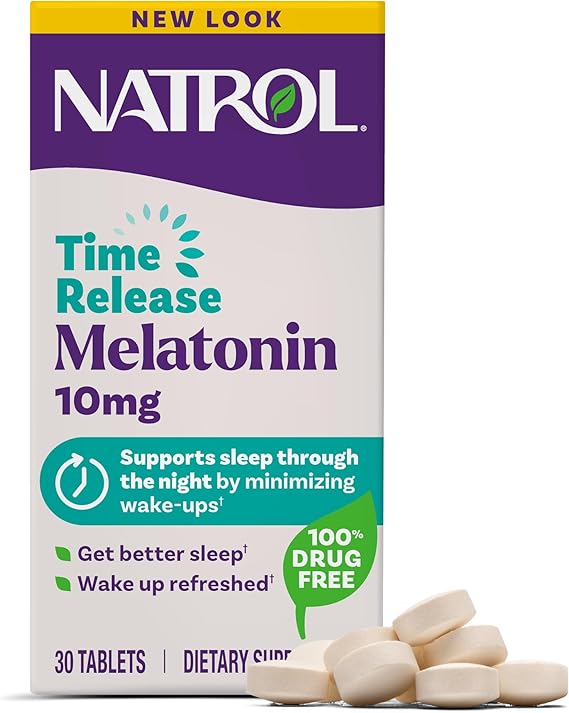 Natrol Melatonin 10 mg Time Release, Nighttime Sleep Aid, 30 Tablets