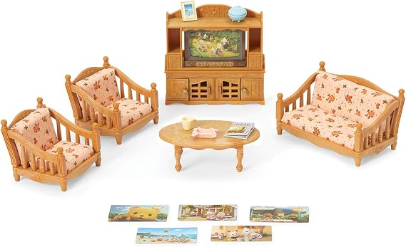 Calico Critters - Comfy Living Room Set - Dollhouse Furniture Sets Kids Pretend Play Toy, Miniature Dollhouse Furniture & Accessories, Ages 3+