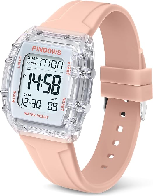 Women Watch for Women Teenagers Watch Outdoor Sports Digital Watches for Ladies Students Waterproof Watches with Alarm Stopwatch Countdown Dual-Time Hourly Chime Function High Brightness Light