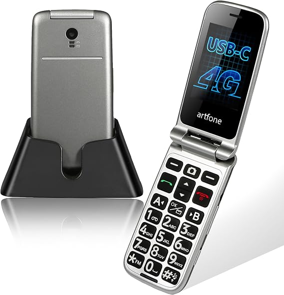 artfone G3 Flip Cell Phone for Seniors,Speed Dial,SOS Button,Photo Contact,Talking Numbers, Charging Dock, Long Battery Life, Easy to use Mobile for the Elderly