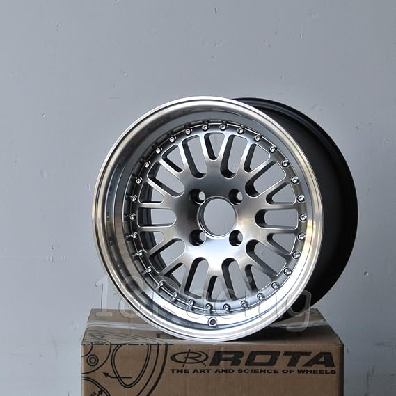 4 Pcs Rota Flush Wheels 15x8 Pcd:4x100 Offset: 20 Hb:67.1 Hyperblack With Polish Lip