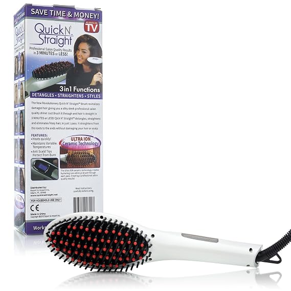 Brush with Ceramic Plates & Ion Technology, Hair Straightener Brush Best for Straightener Hair, Detangling, Giving Life to Your Hair, Repairing