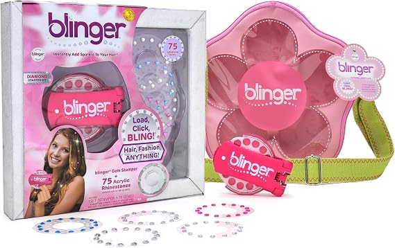 blinger Bundle! Flower Carry Case | Perfect Organizer for Gem Stamper & Discs | Diamond Collection Starter Set | Gem Stamper & 75 Rhinestones
