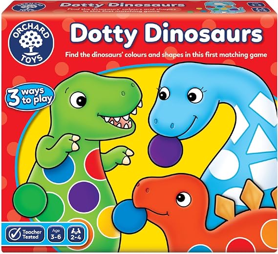 Orchard Toys Dotty Dinosaurs Game, Colour and Shape Game for Children, 2 Games in 1, Perfect for Children Age 3-6, Educational Toy
