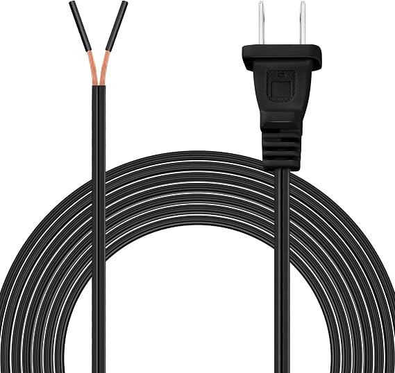 Lamp Cord with End Plug Replacement Electric Lamp Wire Clear 18/2 SPT-1 Wire Stripped End Ready for Wiring Repair Part for Table Floor Lighting Fixture(15ft,Black)