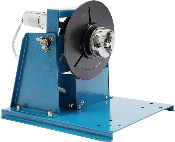 110V 10KG Portable Welder Positioner Turntable Machine, 3 Jaw Lathe Chuck 2-10rpm Table Rotary Welding Positioner Turntable Table 2.5"",0 To 90 Welding Positioner Positioning Turntable