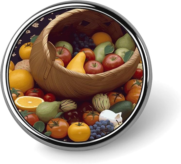 Fruits Basket Brooch Pins Round Pin Brooches for Women Men Enamel Pins, Round Button Pin, Metal Badge Brooch Party Costume Accessory, Christmas Birthday Gifts