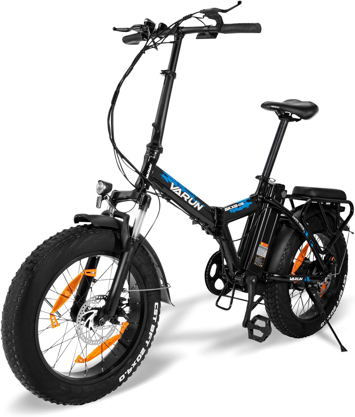 VARUN Folding Electric Bike, 20 x 4.0 Fat Tire Ebike for Adults 500W 48V 12.5Ah Removable Battery 62 Miles Range City Commuter E-Bike 25MPH, Foldable Electric Bicycle Shimano 7-Speed, UL Certified