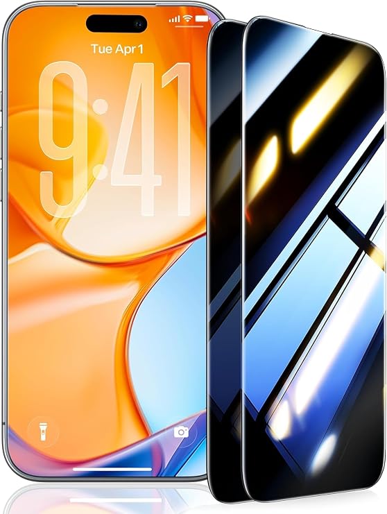 UltraGlass TOP 9H+ Armor for iPhone 15 Pro Privacy Screen Protector, 2 Pack
