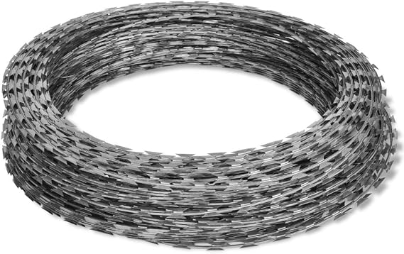 Festnight Razor Wire Concertina Barbed Wire Galvanized Steel 492'
