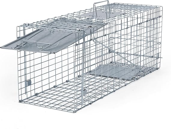 Humane Way Folding 32 Inch Live Humane Animal Trap - Safe Traps for All Animals - Raccoons, Cats, Groundhogs, Opossums - 32" L x 10.2" W x 12.2" H