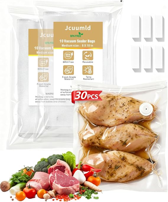 Reusable Vacuum Sealer Bags, 30 Pcs (S+M+L)