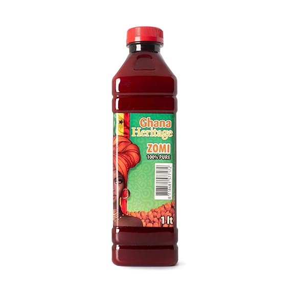 Ghana Heritage 100% Red Palm Oil Zomi 33.81 Fl Oz Authentic African Zomi Palm Oil for Cooking Rich, Flavorful Palm Fruit Oil Perfect for Traditional Stews, Soups, and Sauces, 1 Liter Bottle