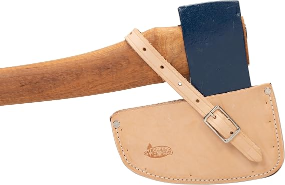 Weaver Arborist Axe Guard, One-Piece Top Grain Steer Hide Leather Hatchet Sheath with Adjustable Buckle Strap, Fits Edges up to 5-3/8 in, Tan