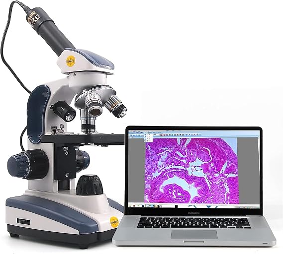 Swift Microscope for Adults SW200DL with 5MP Camera,40X-1000X, Cordless Capability for Student Beginner, Software Windows and Mac Compatible