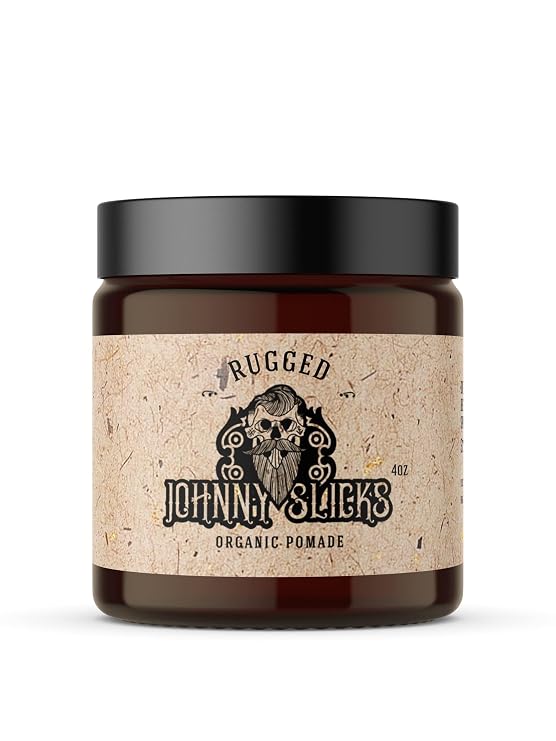 Johnny Slicks Oil Based Pomade for Men, Rugged, 4 oz | Organic Hair Styling Pomade with Low to Medium Hold, Promotes Healthy Hair Growth and Helps Hydrate Dry Skin