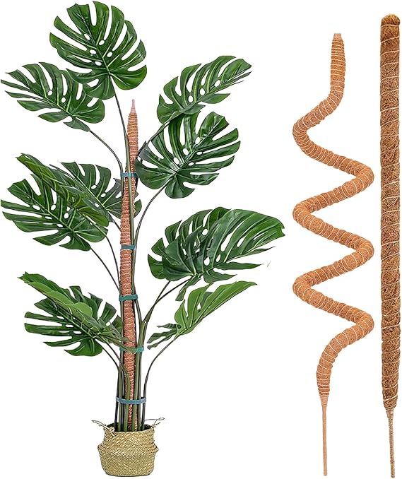 Moss Pole for Monstera,2 Pack 25 In/48 In Plant Supports for Indoor Plants,Bendable Plant Stakes Moss Poles for Potted Indoor Climbing Plants (60cm+120cm)