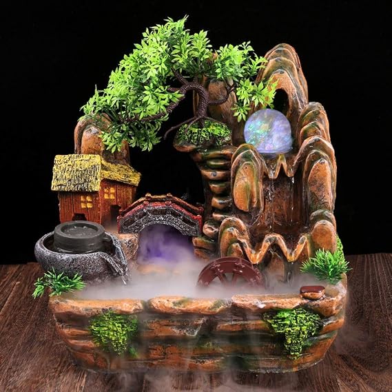 Indoor Fountains Rockery and Water Decoration Fountain Living Room Home Interior Transfer Decoration Tabletop Fountain Indoor Fountain Waterfall Gift Tabletop Fountain