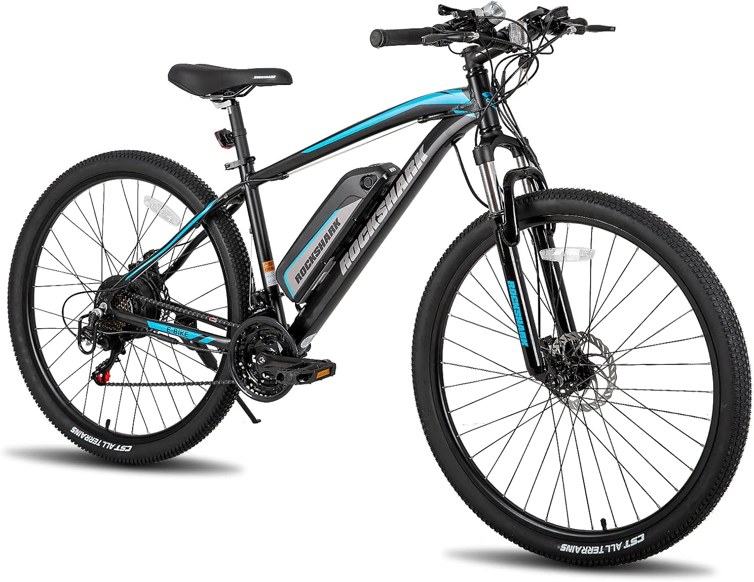 HILAND Rockshark Electric Bike Electric Mountain Bike Aluminum 2627.5 inch 350W 20MPH Adults E-Bike Shimano 21 Speed Disc Brake Suspension Fork with 36V 10.4Ah Removable Battery