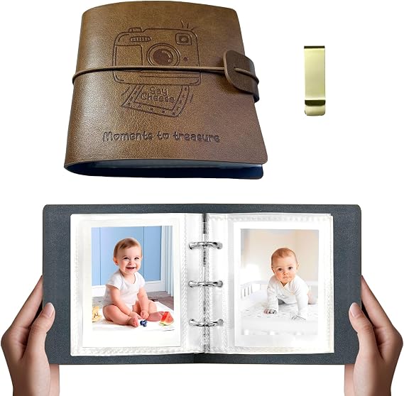Wallet Size Instax Mini Photo Album, Polaroid Small Album Book - Brown