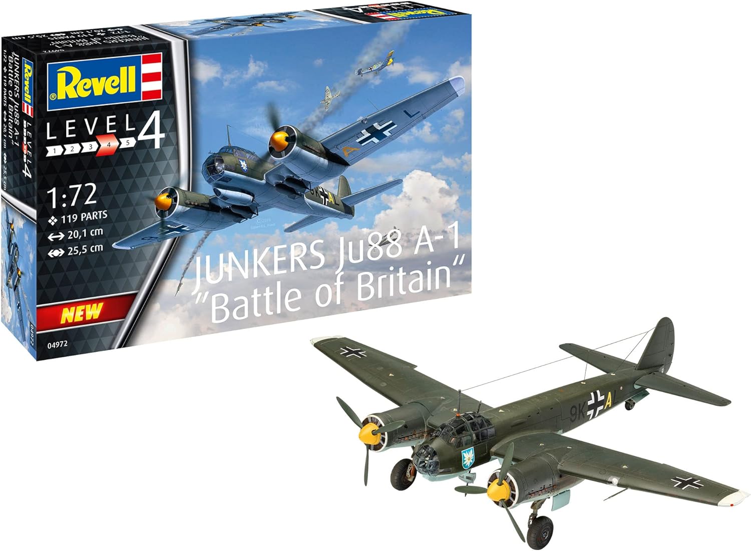 German Rebel 172 German Air Force Yunkers Ju88A-1 Battle of Britain Plastic Model 04972