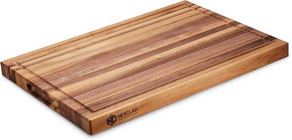 HexClad Rectangle Large Walnut Solid Wood Cutting Board 20 x 13.75 Inches