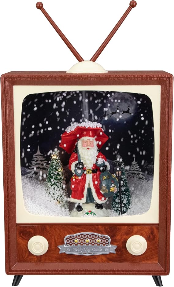 Northlight LED Lighted Musical Snowing Santa TV Set Christmas Decoration - 12"