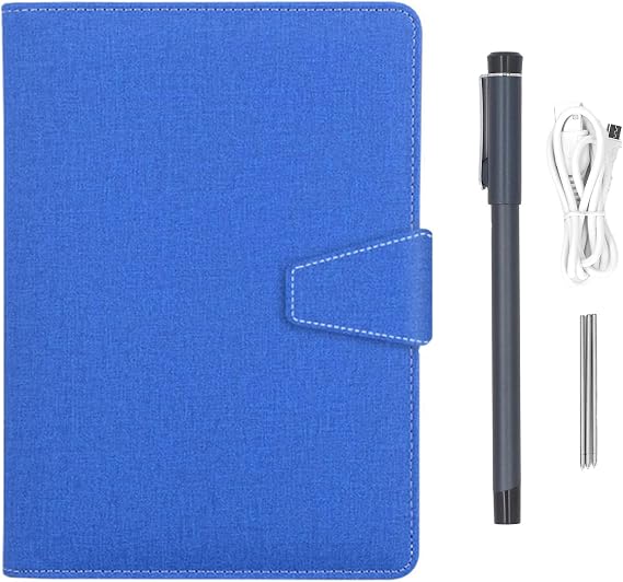 Bewinner Smart Pen and Notebook, Digital Notebook Sync Set with AI Drawing, for Real Time Synchronous Silk Notebooks with Smart Pen (Linen Pattern Blue)