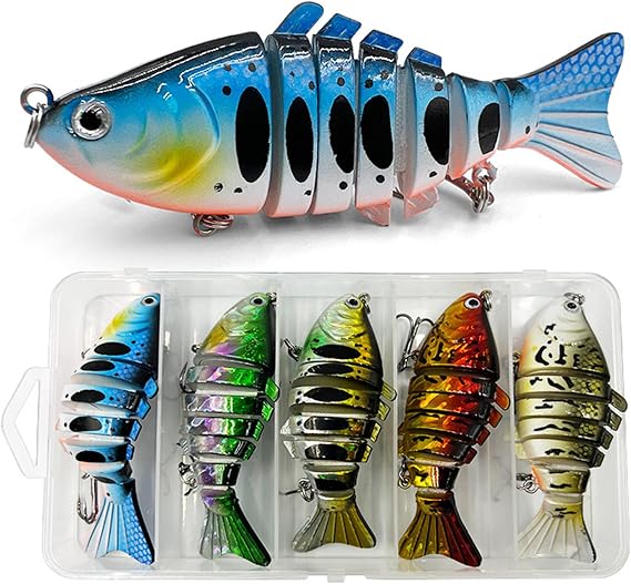 Fishing Lures for bass, Lifelike Swimbait, Trout Lures, Crappie Lures, Saltwater & Freshwater Fishing Gear,Fishing Accessories (5 pcs)