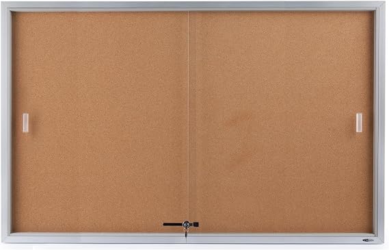 Displays2go 5' x 3' Enclosed Bulletin Board, Silver, Aluminum Frame