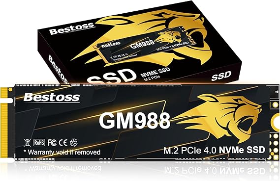 Bestoss M.2 2280 NVMe SSD 2TB PCIe 4.0, Up to 7350MB/s, SLC Cache & HMB