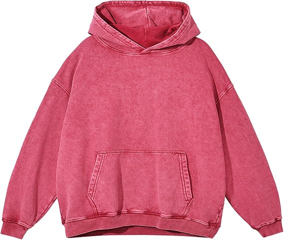 Thatrich Acid Wash Hoodie Distressed Hoodie for Men Women Vintage Washed Cotton Sweatshirts Unisex Comfy Oversized Streetwear