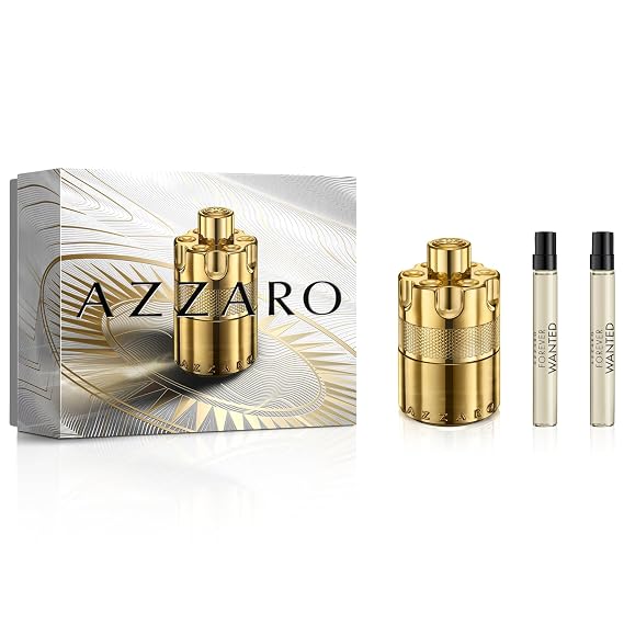 Azzaro Forever Wanted Elixir - Cologne Gift Set | 3-Piece Elixir Cologne Set for Men - Raspberry & Cardamom Notes - Leather Accord