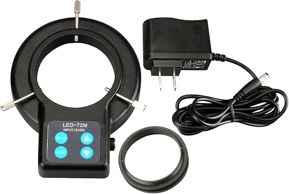 AmScope LED-72AM 72 LED Compact Four-Zone Microscope Ring Light Illuminator with Adapter